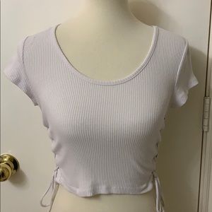 White crop top with side tie up cinch * size small